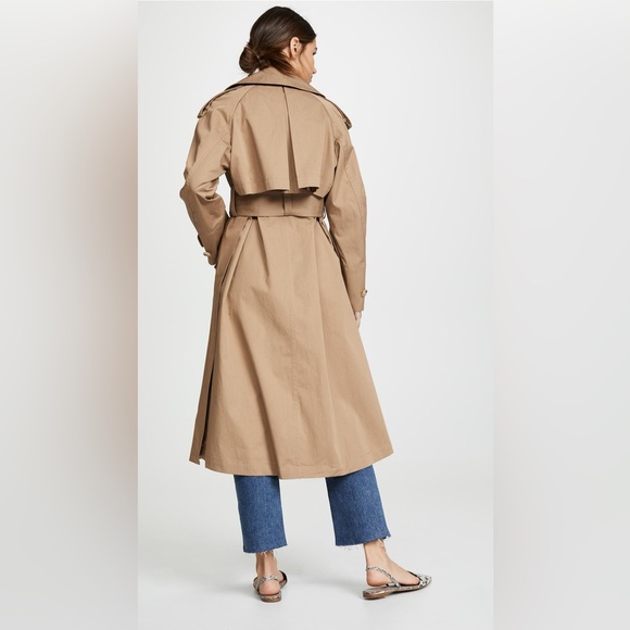 Vince Dark Khaki Cotton Belted Trench Coat, size small - Picture 3 of 16